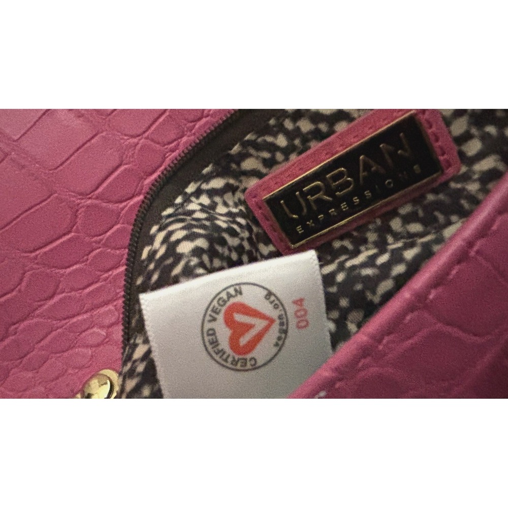 Urban Expressions Pink Croc Embossed Vegan Leather Crossbody Clutch Bag New - Picture 8 of 16